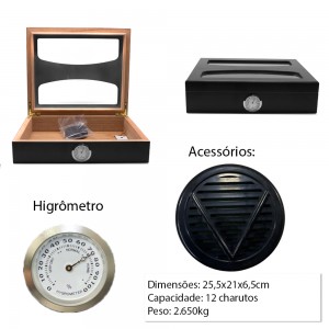 CAIXA DE CHARUTO P/12PCS REF:VG5223BK CAIXA DE CHARUTO P/12PCS REF:VG5223BK