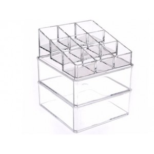 ORGANIZADOR EM ACRÍLICO C/10 DIVISÓRIAS. TAM:9X9X13CM