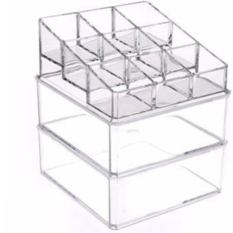 ORGANIZADOR EM ACRÍLICO C/10 DIVISÓRIAS. TAM:9X9X13CM