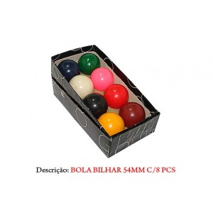 CAIXA C/8 BOLA DE BILHAR 54MM CAIXA C/8 BOLA DE BILHAR 54MM