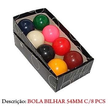 CAIXA C/8 BOLA DE BILHAR 54MM