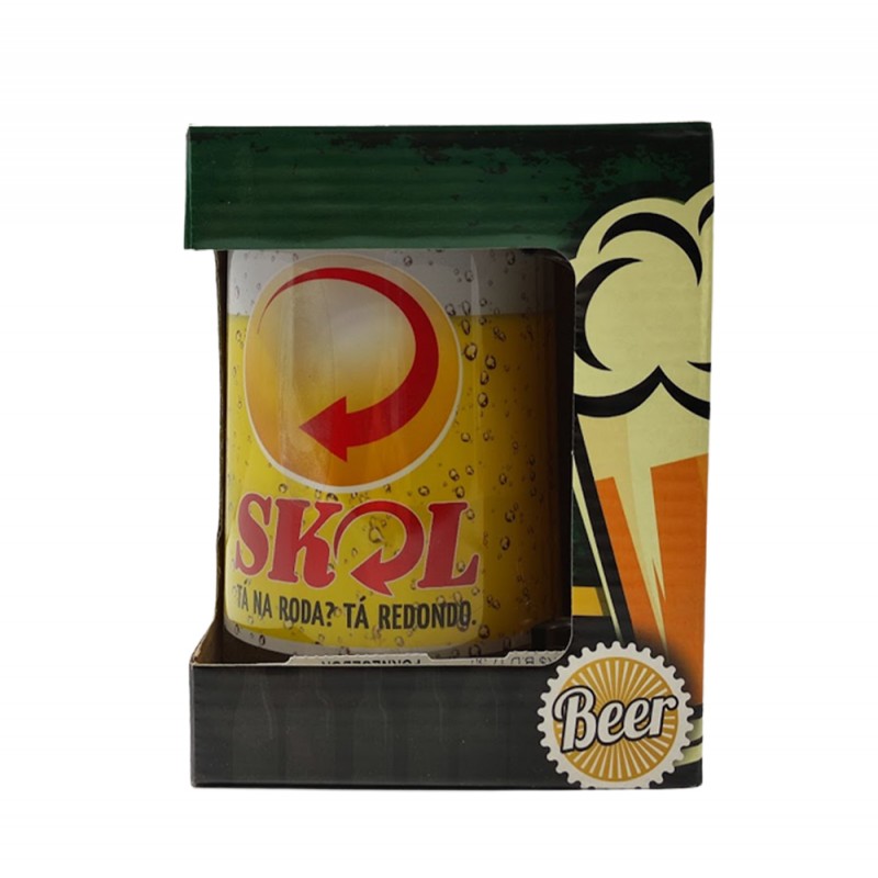 CANECA GEL MODELO BEER SKOL EM PLÁSTICO 460ML  REF: 22-440