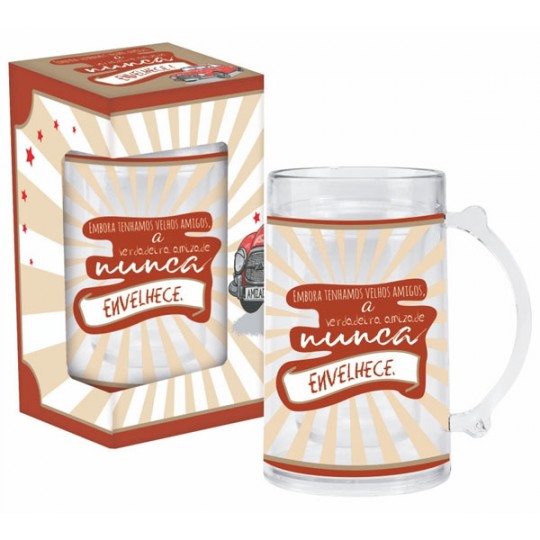 CANECA GEL EM PLÁSTICO MODELO VELHOS AMIGOS 460ML  REF: 43-440