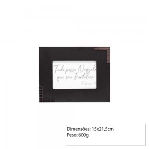 PORTA RETRATO MDF 15X21 PRETO E CHUMBO REF: PF-1240-6