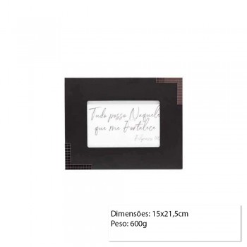 PORTA RETRATO MDF 15X21 PRETO E CHUMBO REF: PF-1240-6