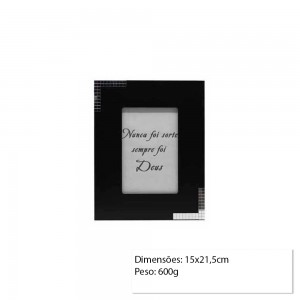 PORTA RETRATO MDF 15X21 PRETO E PRATA REF: PF-1243-6
