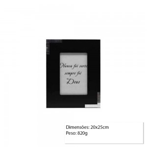 PORTA RETRATO MDF PRETO E PRATA 20X25 REF: PF-1243-8