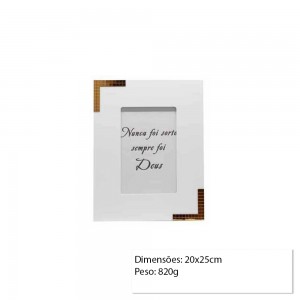 PORTA RETRATO MDF 20X25 BRANCO E DOURADO REF: PF-1244-8