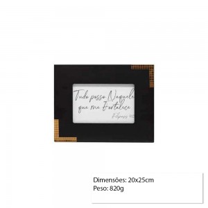 PORTA RETRATO MDF 20X25 PRETO E DOURADO REF: PF-1245-8
