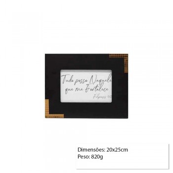 PORTA RETRATO MDF 20X25 PRETO E DOURADO REF: PF-1245-8 PORTA RETRATO MDF 20X25 PRETO E DOURADO REF: PF-1245-8