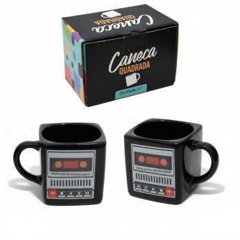 CANECA PORCELANA MODELO FITA CASSETE 200ML REF: CQ005 CANECA PORCELANA MODELO FITA CASSETE 200ML REF: CQ005