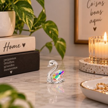 ENFEITE DECORATIVO DE MESA DE VIDRO MODELO CISNE REF: LN767172