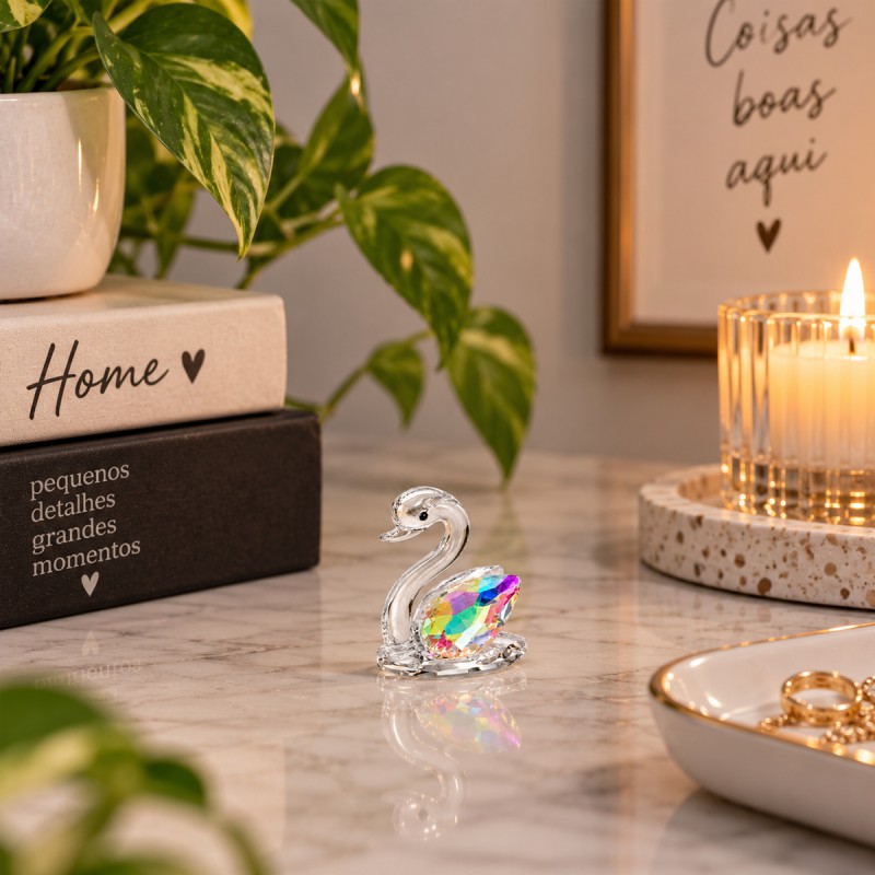 ENFEITE DECORATIVO DE MESA DE VIDRO MODELO CISNE REF: LN767172