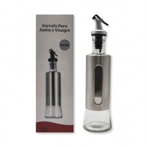 PORTA AZEITE E VINAGRE EM INOX E VIDRO 300ML  REF: MG-9022 PORTA AZEITE E VINAGRE EM INOX E VIDRO 300ML  REF: MG-9022