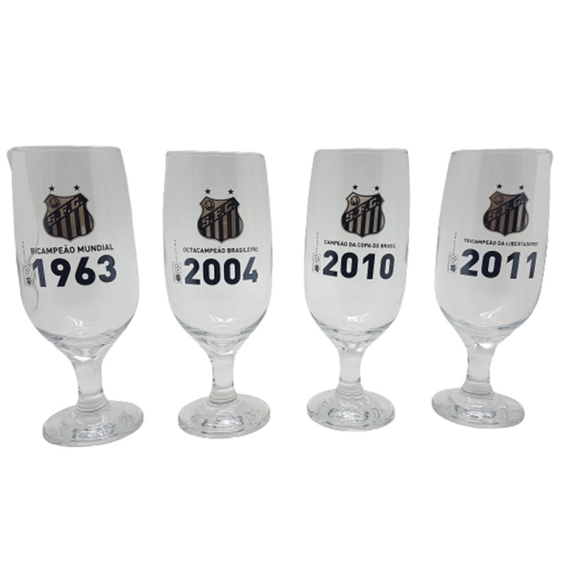 TAÇA CERVEJA COM 4 PEÇAS 300ML SANTOS  REF: 774037