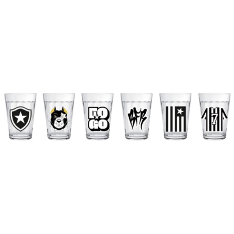 KIT 6 COPOS AMERICANO 190ML MODELO BOTAFOGO EM VIDRO REF: 2916032