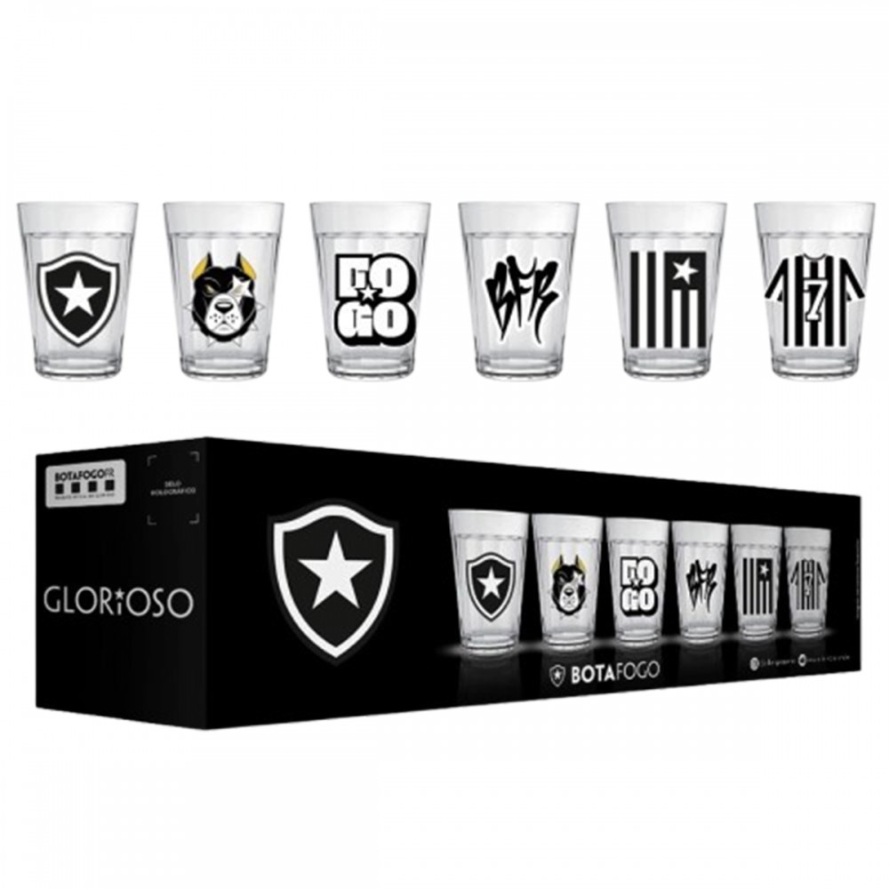 KIT 6 COPOS AMERICANO 190ML MODELO BOTAFOGO EM VIDRO REF: 2916032 KIT 6 COPOS AMERICANO 190ML MODELO BOTAFOGO EM VIDRO REF: 2916032