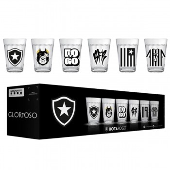 KIT 6 COPOS AMERICANO 190ML MODELO BOTAFOGO EM VIDRO REF: 2916032