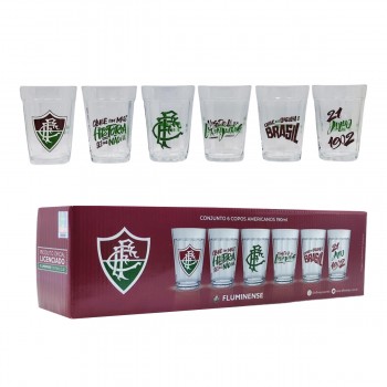 KIT 6 COPOS AMERICANO 190ML MODELO FLUMINENSE EM VIDRO REF: 2916035