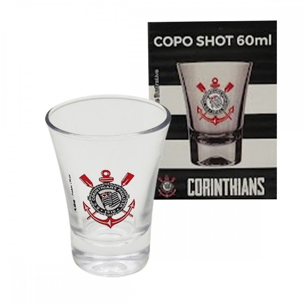 COPO SHOT MODELO CORINTHIANS 60ML EM VIDRO REF: 2304039