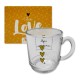 CANECA ASPEN LOVE GOLD MODELO CORAÇÕES EM VIDRO 300ML REF: 5909416