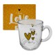 CANECA ASPEN LOVE GOLD MODELO CORAÇÕES EM VIDRO 300ML REF: 5909418