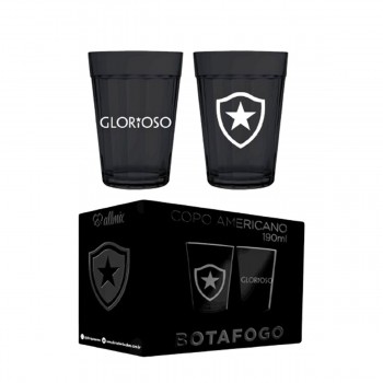 CONJUNTO COM 2 COPOS AMERICANO PRIME MODELO BOTAFOGO 190ML EM VIDRO REF: 2010332