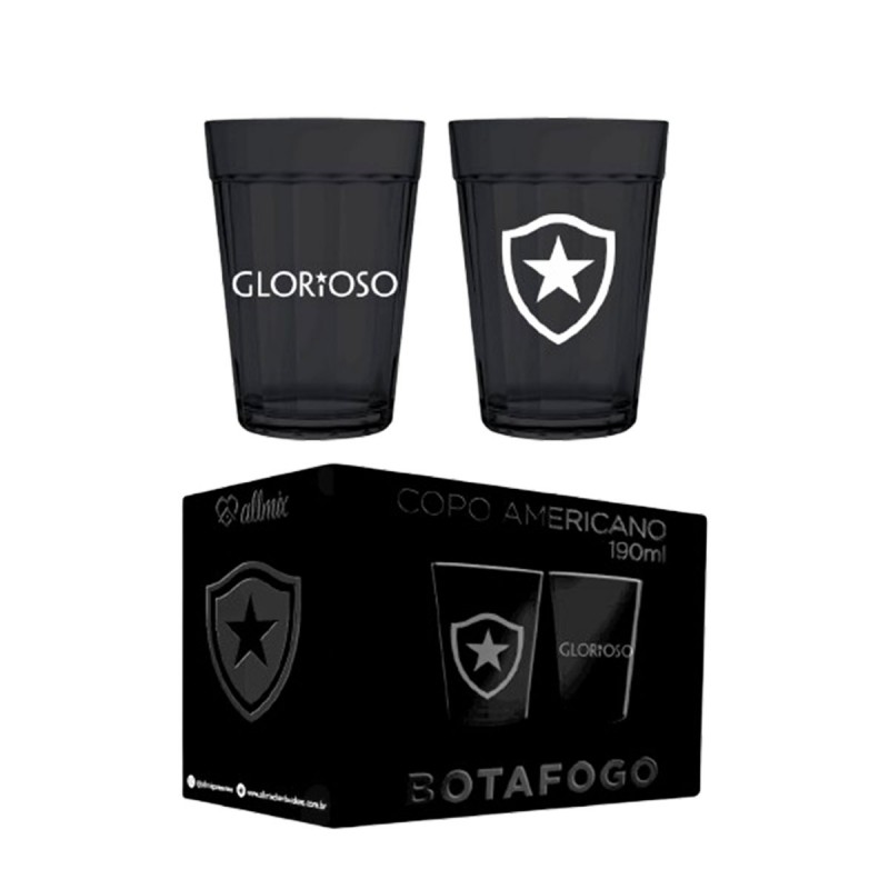 CONJUNTO COM 2 COPOS AMERICANO PRIME MODELO BOTAFOGO 190ML EM VIDRO REF: 2010332