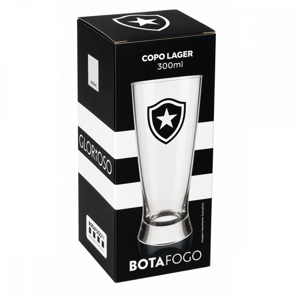 COPO LAGER DE VIDRO 300ML MODELO BOTAFOGO REF: 507132