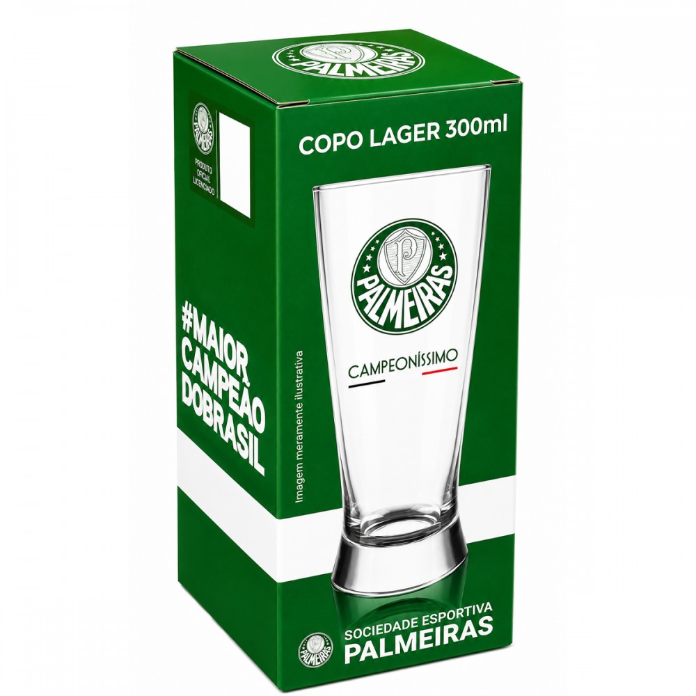 COPO LAGER DE VIDRO 300ML MODELO PALMEIRAS REF: 507138