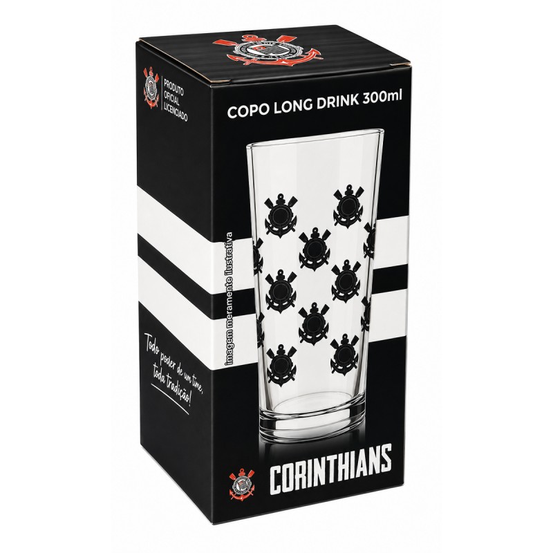 COPO CYLINDER DE VIDRO 300ML MODELO CORINTHIANS REF: 206039 COPO CYLINDER DE VIDRO 300ML MODELO CORINTHIANS REF: 206039
