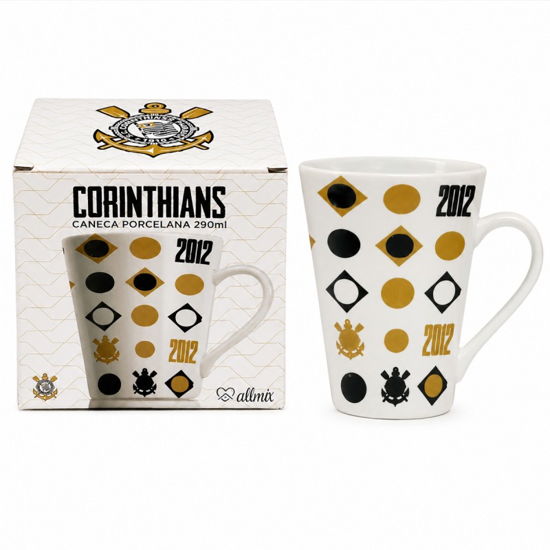 CANECA PORCELANA 290ML MODELO CORINTHIANS ÍCONES 2012 REF: 222390
