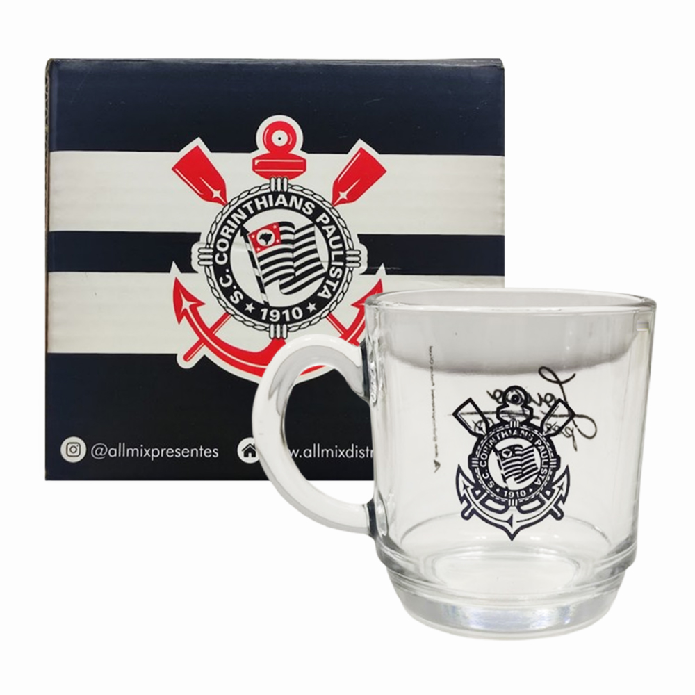 CANECA ASPEN MODELO CORINTHIANS EM VIDRO 300ML REF: 590939