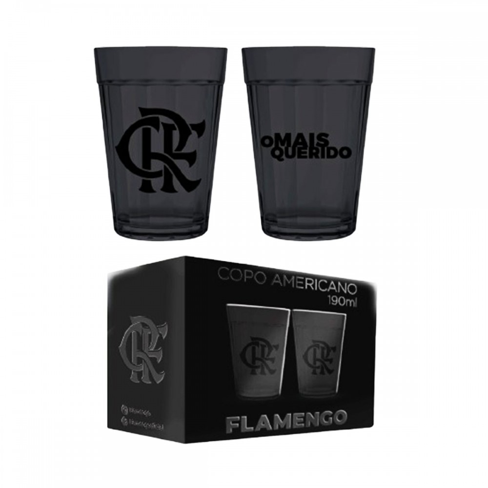 KIT 2 COPOS AMERICANOS MODELO FLAMENGO EM VIDRO 190ML REF: 20103333