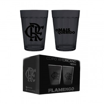 KIT 2 COPOS AMERICANOS MODELO FLAMENGO EM VIDRO 190ML REF: 20103333