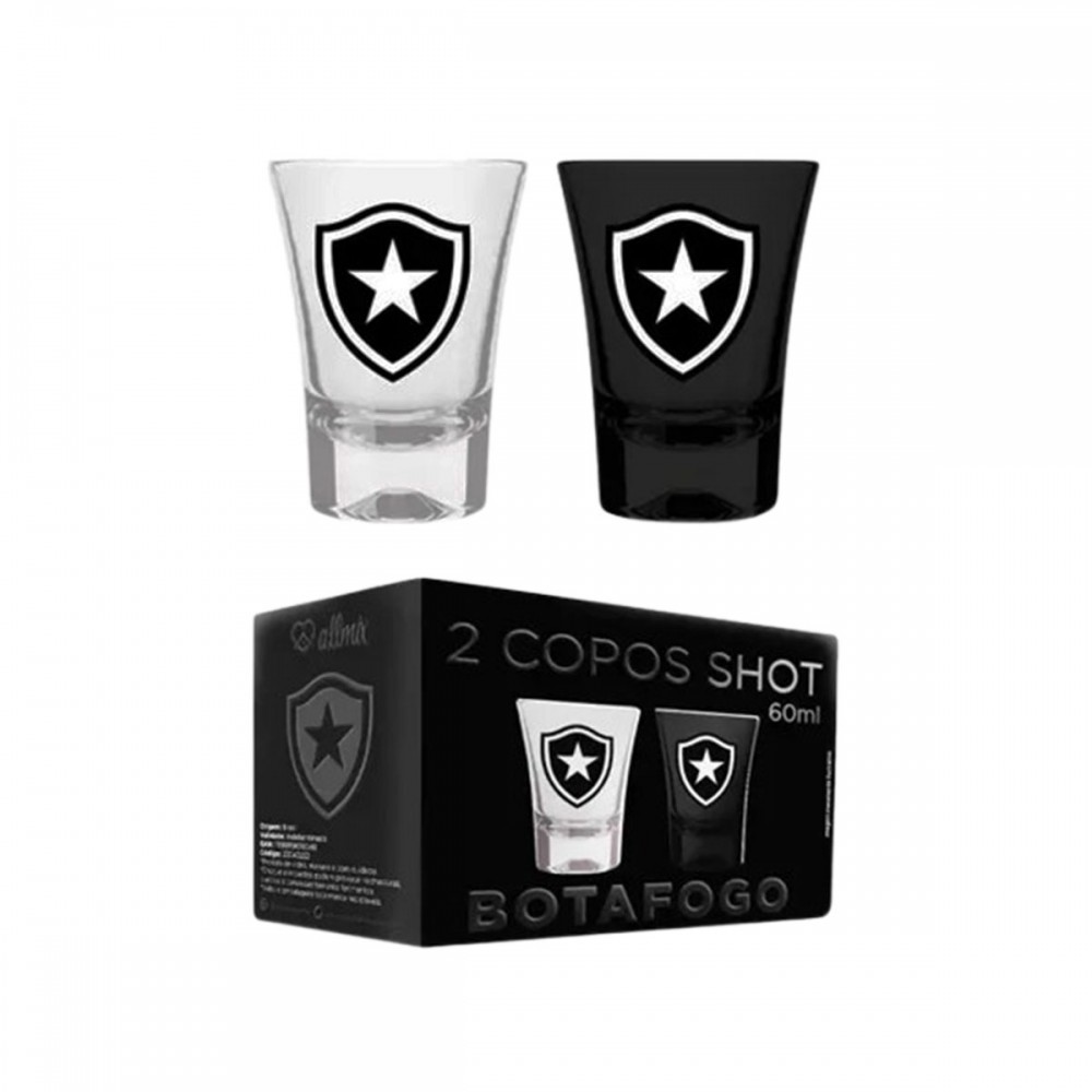 CONJUNTO COM 2 COPOS SHOT PRIME MODELO BOTAFOGO 60ML EM VIDRO REF: 23040232