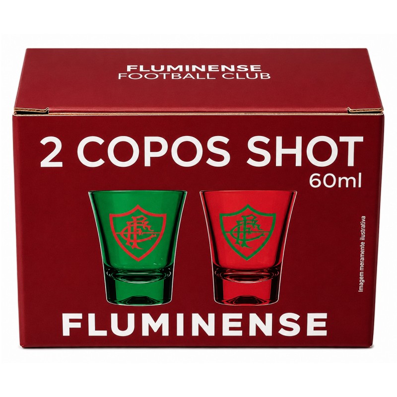 KIT 2 COPOS DE SHOT PRIME DE VIDRO 60ML MODELO FLUMINENSE REF: 23040235