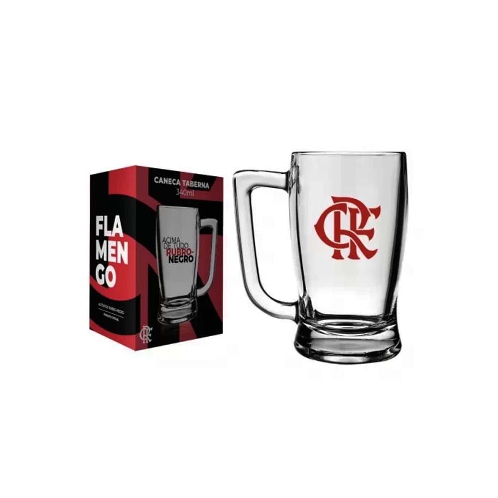 CANECA DE CHOPP TABERNA MODELO FLAMENGO EM VIDRO 340ML REF: 5901033