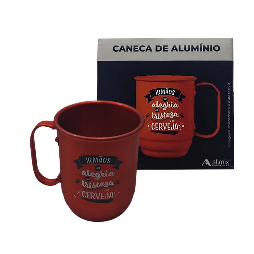 CANECA MODELO IRMÃOS NA ALEGRIA EM ALUMÍNIO 500ML REF: 804005