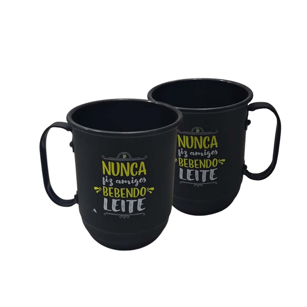 CANECA MODELO NUCA FIZ AMIGOS BEBENDO LEITE EM ALUMÍNIO 500ML REF: 804006