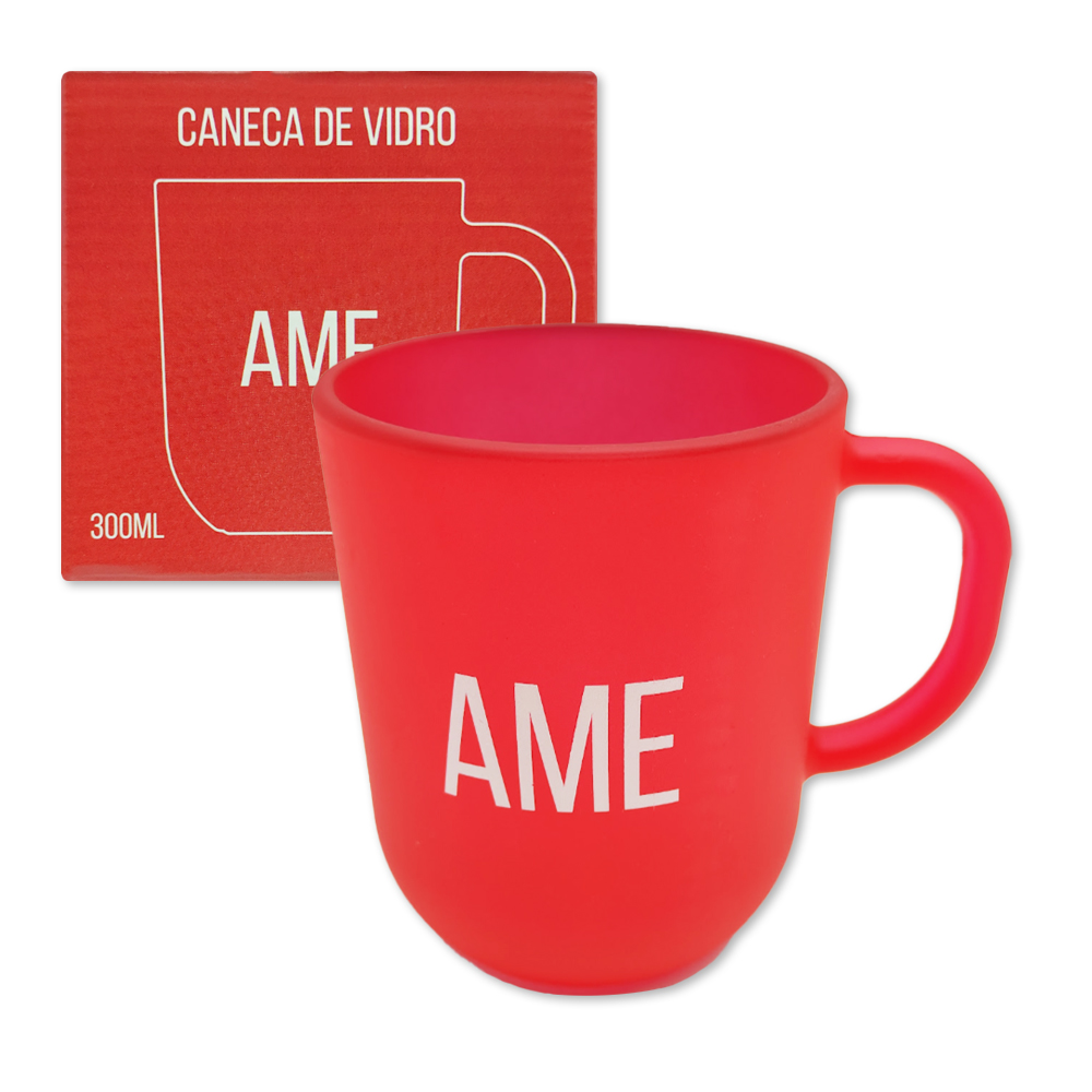 CANECA EMOÇÕES FOSCA MODELO AME EM VIDRO 300ML REF: 590601