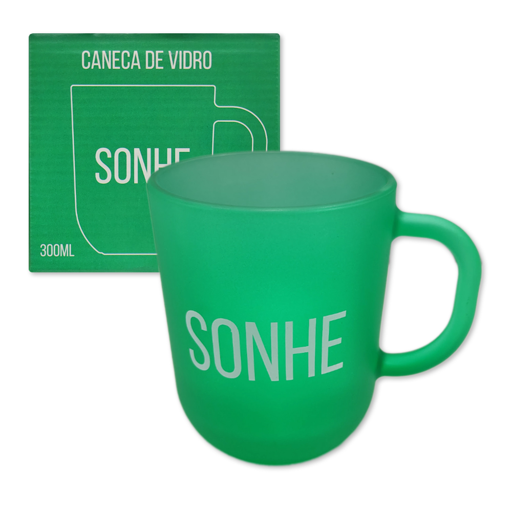 CANECA EMOÇÕES FOSCA MODELO SONHE EM VIDRO 300ML REF: 590603