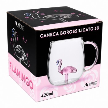 CANECA BOROSSILICATO DE VIDRO 350ML MODELO FLAMINGO REF: 223048