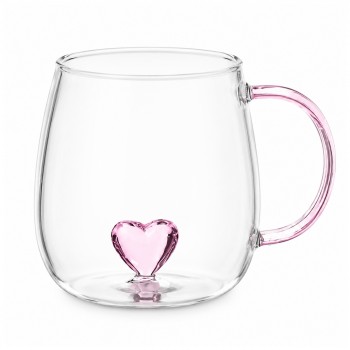 CANECA BOROSSILICATO DE VIDRO 350ML MODELO CORAÇÃO 3D REF: 223046
