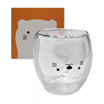 COPO COM PAREDE DUPLA MODELO URSO EM VIDRO 250ML REF: 223038 COPO COM PAREDE DUPLA MODELO URSO EM VIDRO 250ML REF: 223038