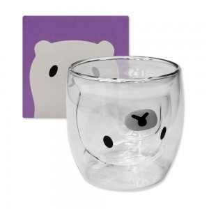 COPO COM PAREDE DUPLA MODELO URSO PANDA EM VIDRO 250ML REF: 223040 COPO COM PAREDE DUPLA MODELO URSO PANDA EM VIDRO 250ML REF: 223040