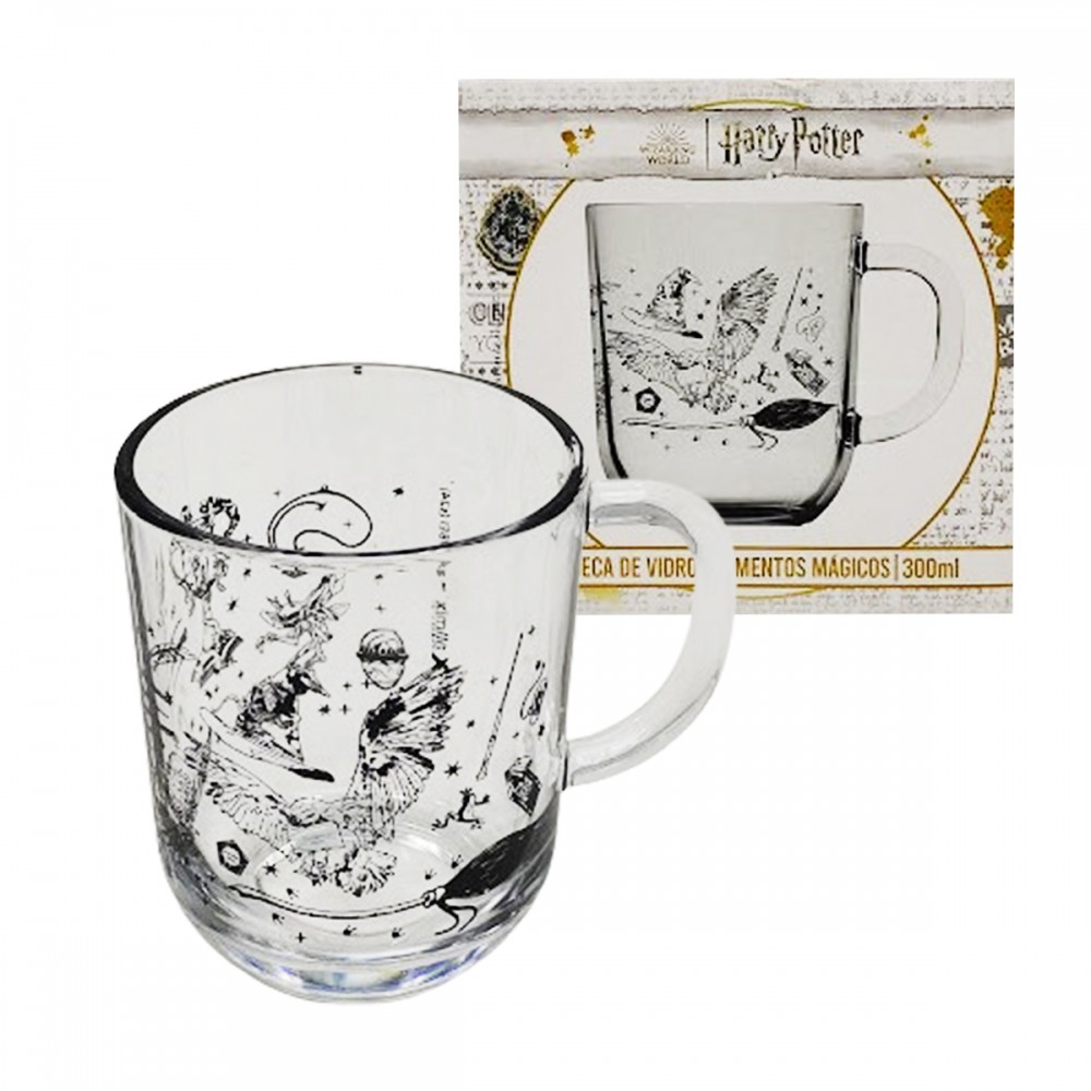 CANECA DE VIDRO HARRY POTTER ELEMENTOS 300ML REF: 590658
