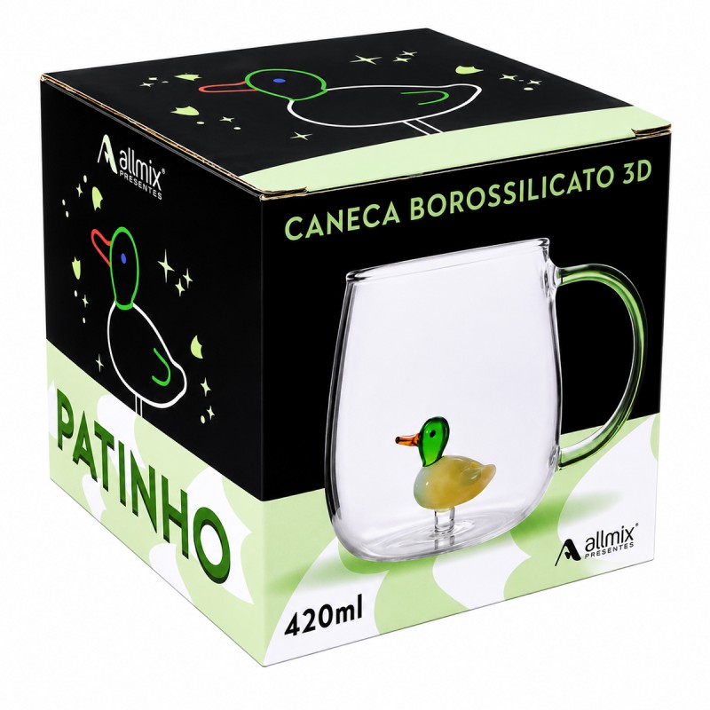 CANECA BOROSSILICATO DE VIDRO 420ML MODELO PATINHO REF: 223128 CANECA BOROSSILICATO DE VIDRO 420ML MODELO PATINHO REF: 223128