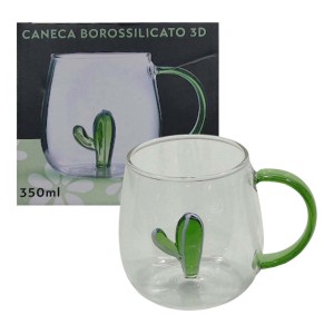 CANECA MODELO CACTO EM BOROSSILICATO 3D VIDRO 350ML REF: 223130 CANECA MODELO CACTO EM BOROSSILICATO 3D VIDRO 350ML REF: 223130