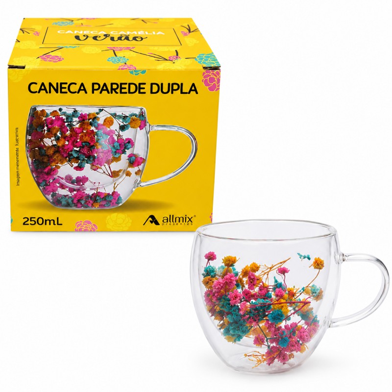 XÍCARA BOROSSILICATO PAREDE DUPLA MODELO FLORES SECAS 200ML REF: 240202 XÍCARA BOROSSILICATO PAREDE DUPLA MODELO FLORES SECAS 200ML REF: 240202